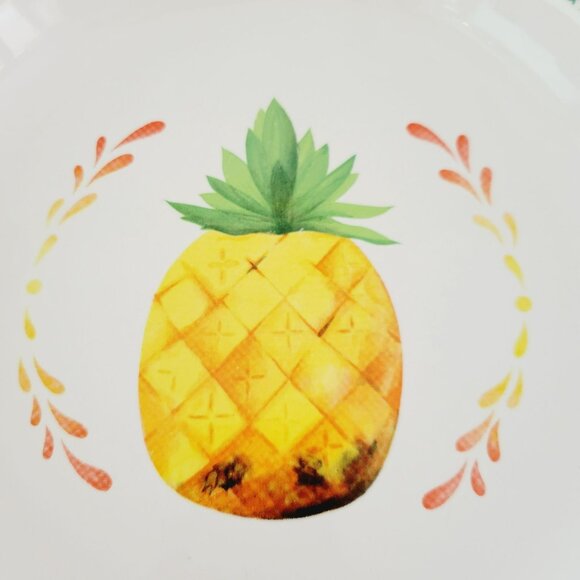 Ceramic Pie Plate Pineapple Design, Orange & Yellow w/ Green Trim Summer Decor - Picture 5 of 10